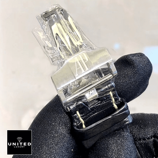 Audemars Piguet Royal Oak Stainless Steel Clasp  on the black glove hand