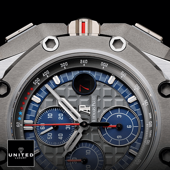 Audemars Piguetr Grey Blue Dial Carbon Case  red second hand
