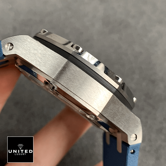 Audemars Piguet Royal Oak Steel Case  side view and grey background