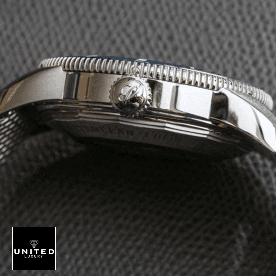 Breitling Heritage Stainless Steel Case  side view black background