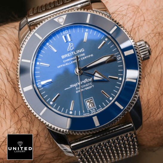 Breitling Heritage AB2010161C1A1A Blue Dial And Bezel  on the man wrist