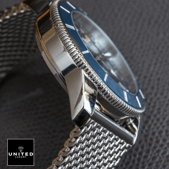 Breitling AB2010161C1A1A Blue Bezel Steel Case  side view