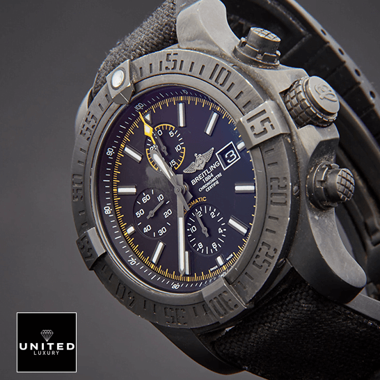 Breitling Super Avenger M133711ABF30 Black Bezel  side view