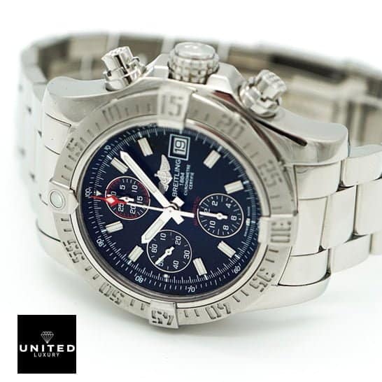 Breitling Super Avanger A11370  Blue Dial Crown Pusher