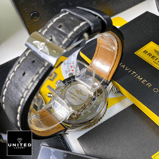 Breitling Navitimer Black Leather Bracelet  upside view