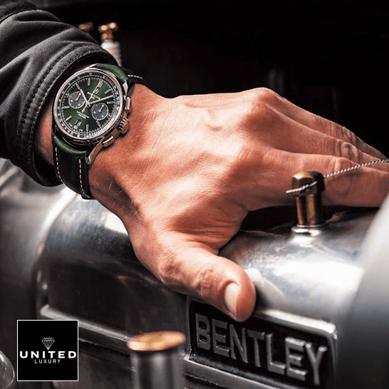 Breitling Premier Green 42 Bentley Dial  on the man wrist