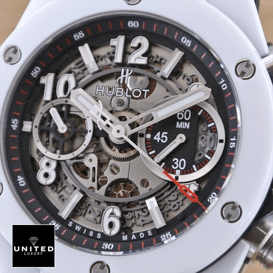 Hublot Big Bang Unico 1 Hublot White Bezel 411.HX_.1170.RX Black Dial red second hand