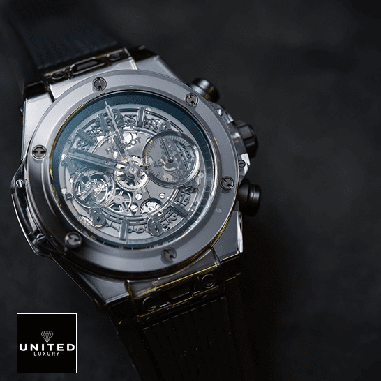 Hublot Big Bang Unico Sapphire Black Rubber Bracelet  black background