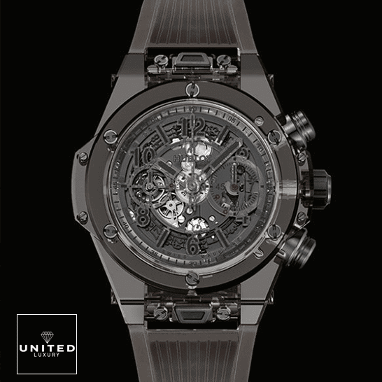 Hublot Big Bang Unico Sapphire All Black Dial  black background