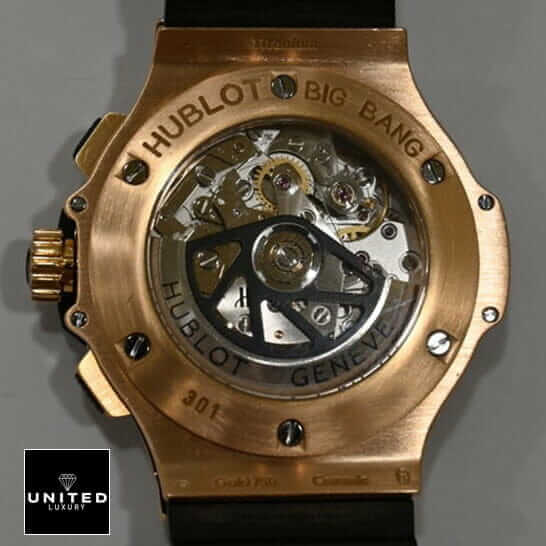 Hublot Big Bang Gold Geneve Black Rubber Bracelet  upside view