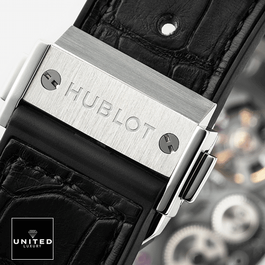 Hublot Classic Fusion Black Leather Bracelet Steel Clasp  closed clasp