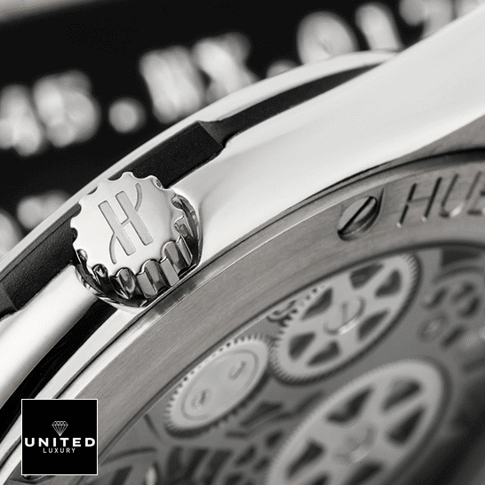 Hublot Classic Fusion Steel Case  crown on the hulobt logo