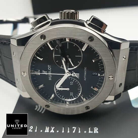 Hublot Leather Strap 1 Hublot 521.NX.1171.RX Classic Fusion Black Dial Steel Bezel push button