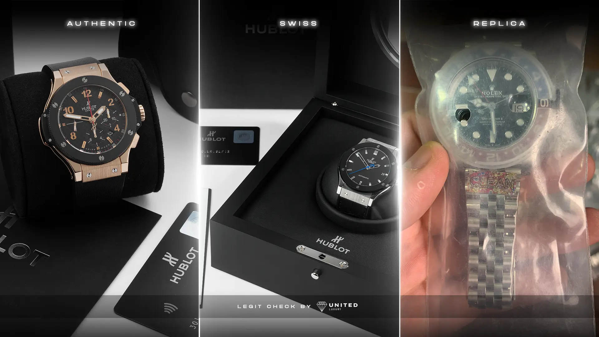hublot  vs original vs swiss product packaging