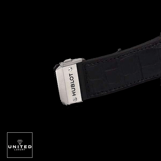 Hublot Big Bang Leather Black Bracelet Steel Clasp  black background