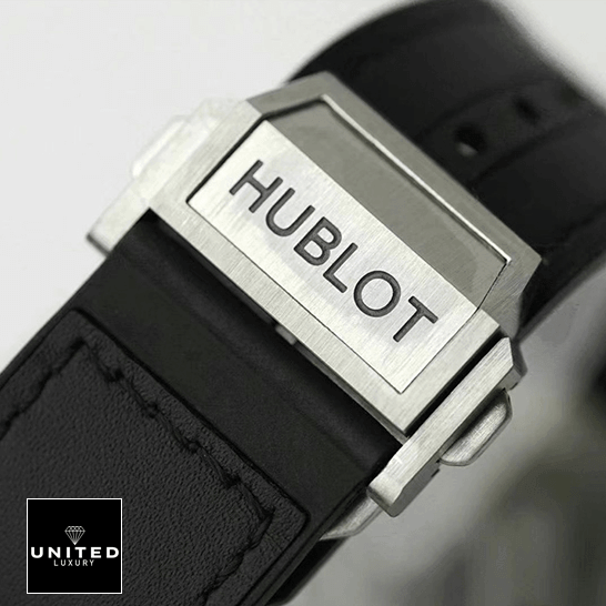 Hublot Big Bang Sang Black Rubber Bracelet Steel Clasp  white background