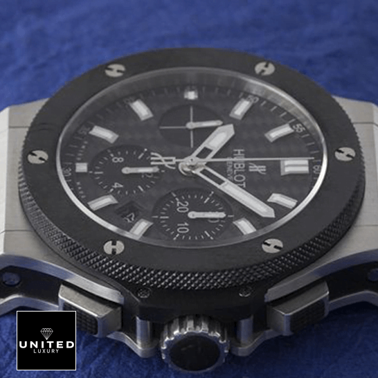 Hublot Big Bang Steel Ceramic Black Background  blue background