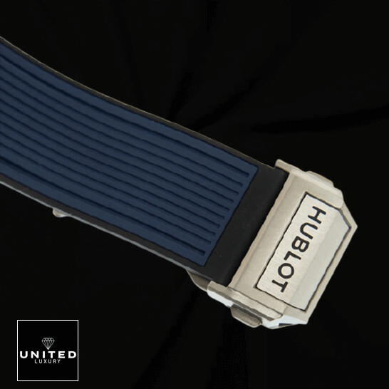 Hublot Big Bang Blue Rubber Bracelet Steel Clasp  black background