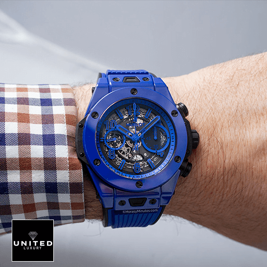 Hublot Big Bang Ujnico Blue Magic 411.ES_.5119  on the man wrist