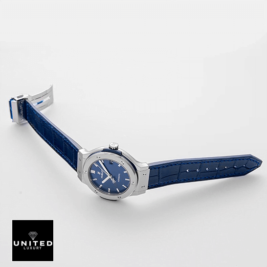 Hublot Classic Fusion Blue Dial Stainless Steel Bezel  white background