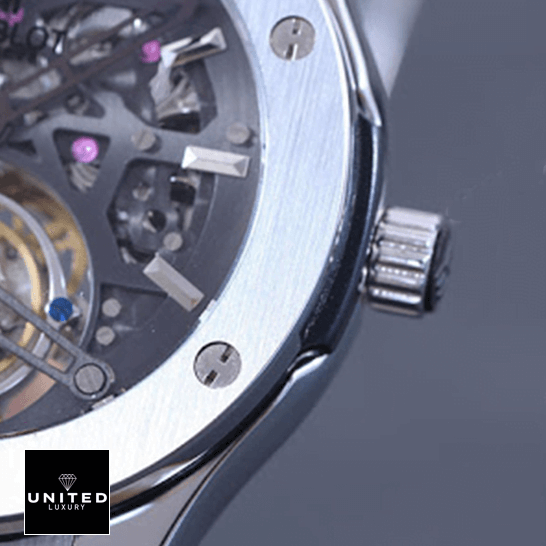 Hublot Classic Fusion Tourbillion Skeleton Dial Steel Case  crown