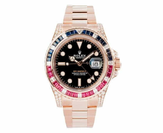Rolex GMT-Master II 126755SARU Diamond Bezel Black Dial 
