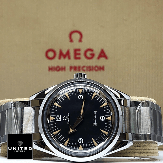Omega Seamaster Black Dial  stainless steel bracelet in the omega box