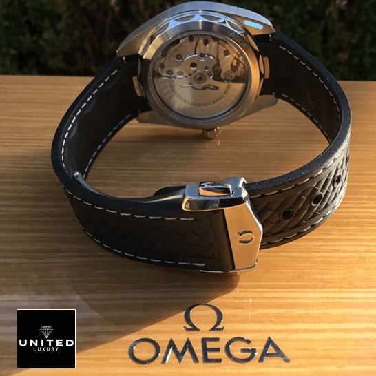 Omega Black Rubber Bracelet Steel Clasp  on the omega box