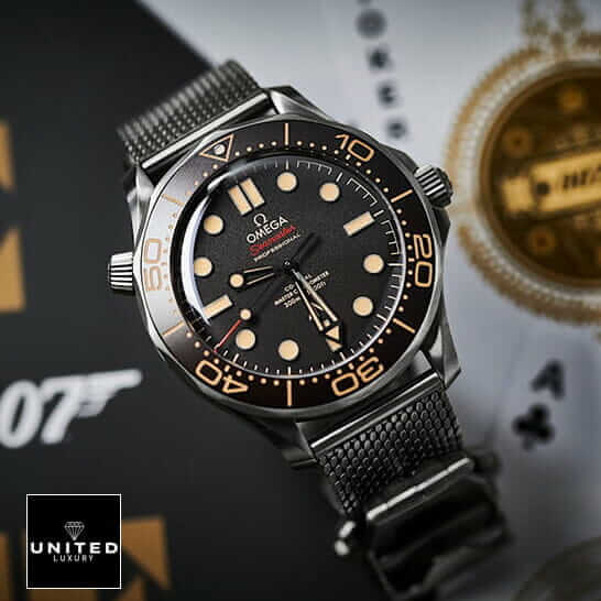 Omega Seamaster Stainless Steel Bracelet Black Dial  on playing cards