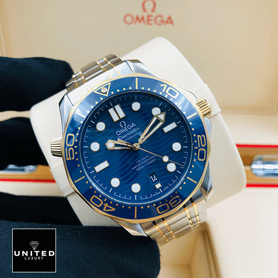 Omega Seamaster Blue Dial Gold  in the omega box