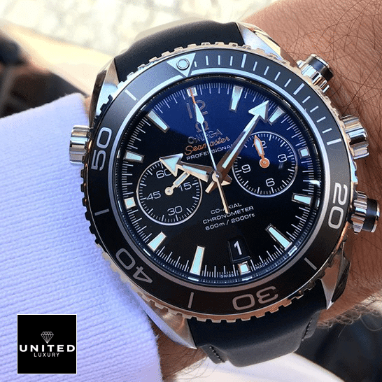 Omega Seamaster Planet Ocean  blue dial on the wrist