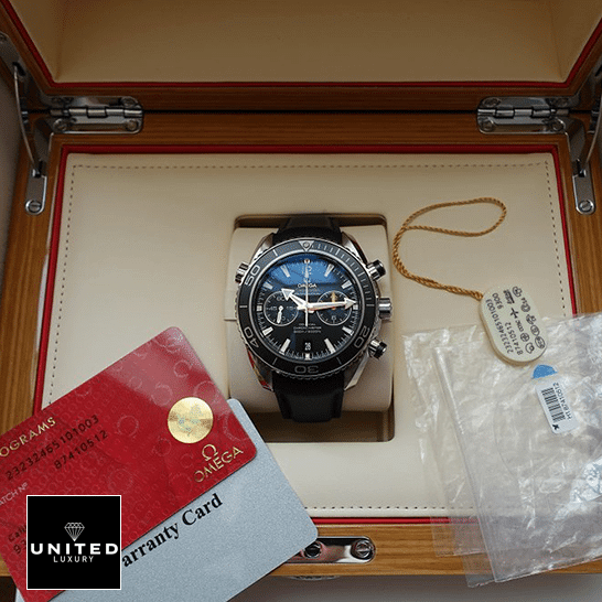 Omega Seamaster Full Blue  in the box next to warranty card