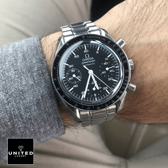 Omega Speedmaster Automatic Black Dial  on the man wrist