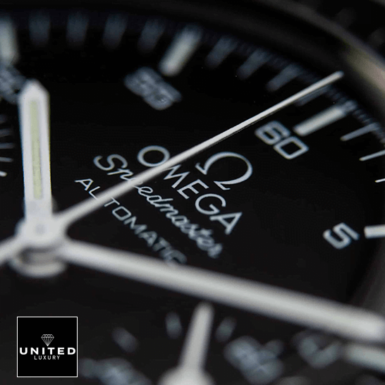 Omega Speedmaster Automatic Black Dial  close analog view