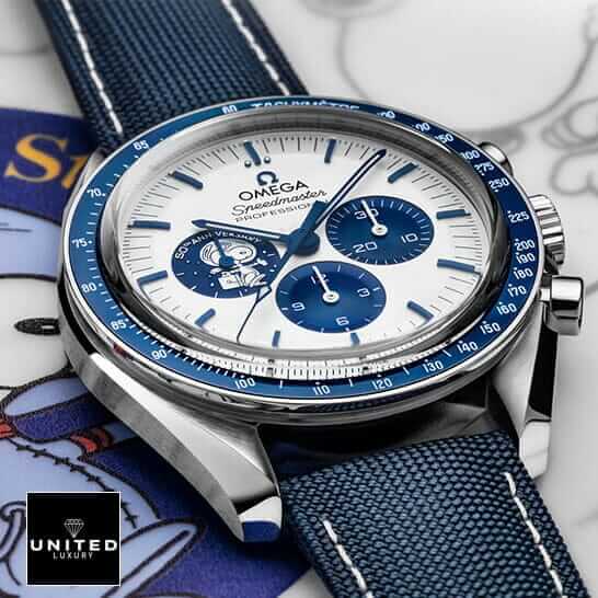 Omega Speedmaster Blue Rubber Bracelet  crown / push button