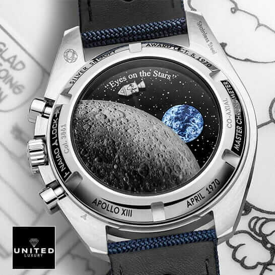 Omega Speedmaster Apollo Stainless Steel  upside moon view