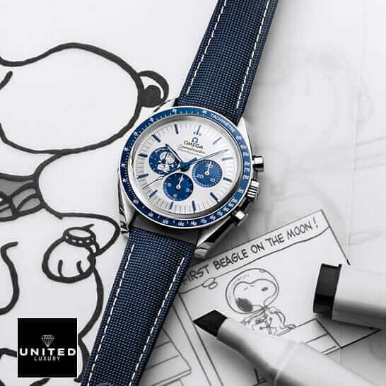 Omega Speedmaster Snoopy White Dial  white background