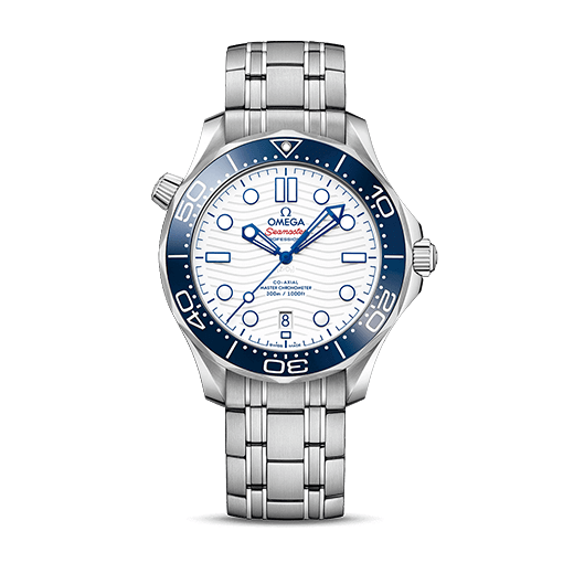 omega-seamaster-blue-bezel-white-dial-steel-watch