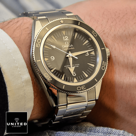 Omega Seamaster 300m Black Dial  on the man wrist