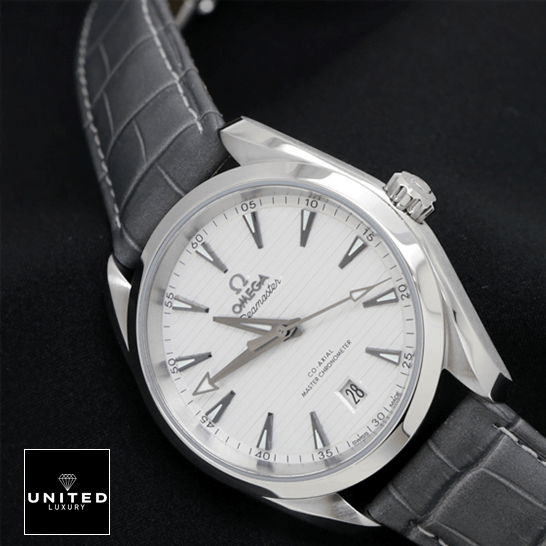 Omega Seamaster Aqua Terra Steel White Dial  black background