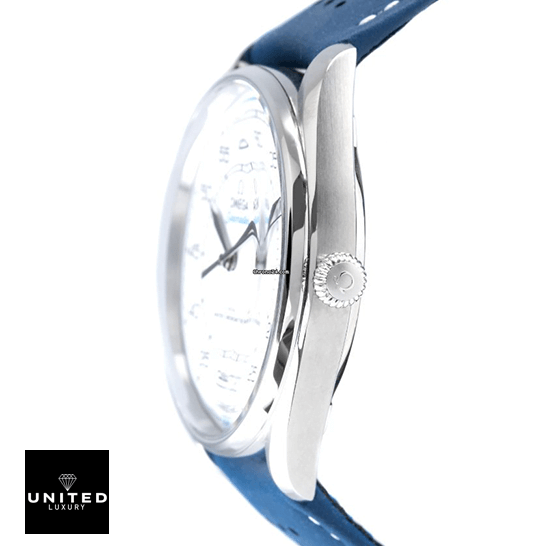 Omega Seamaster Steel Case Blue Rubber Bracelet  crown white background