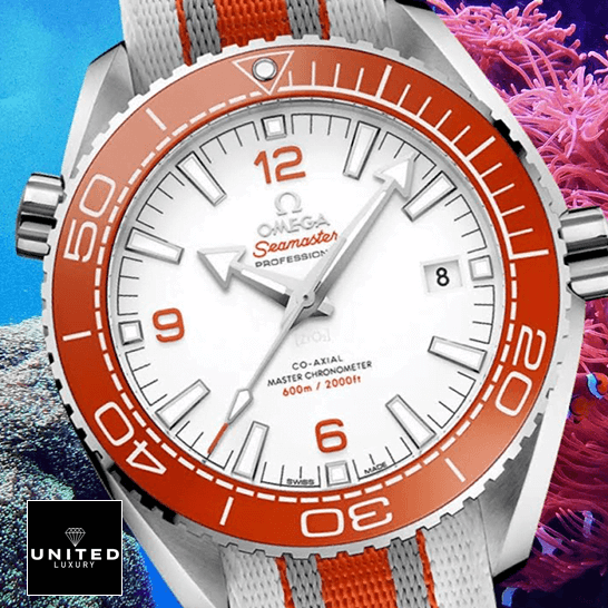 Omega Seamaster 215.32.44.21.04.001 Orange Bezel  ocean background