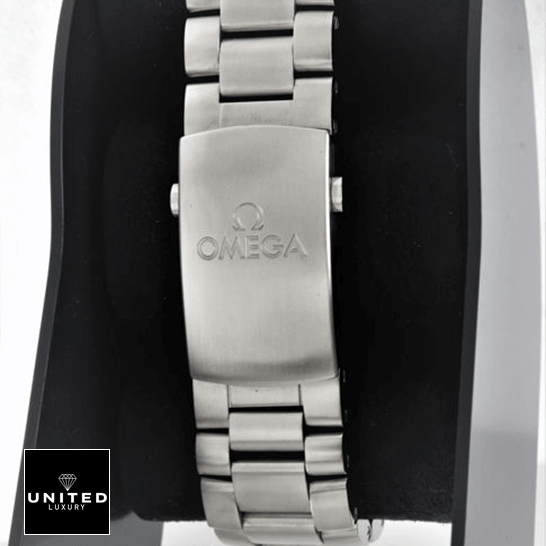 Omega Planet Ocean Steel 6 Omega Seamaster Stainless Steel Bracelet on the black stand
