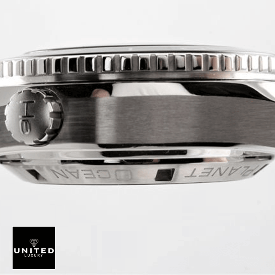 Omega Planet Ocean Steel 3 Omega Seamaster Stainless Steel Case crown white background