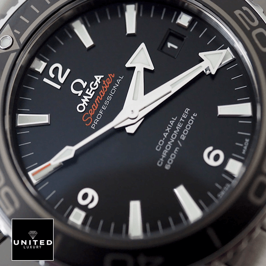 Omega Seamaster Planet Ocean Black Dial  close analog view