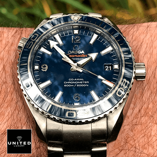 Omega Seamaster Professıonal Co Axial  on the man wrist grass background