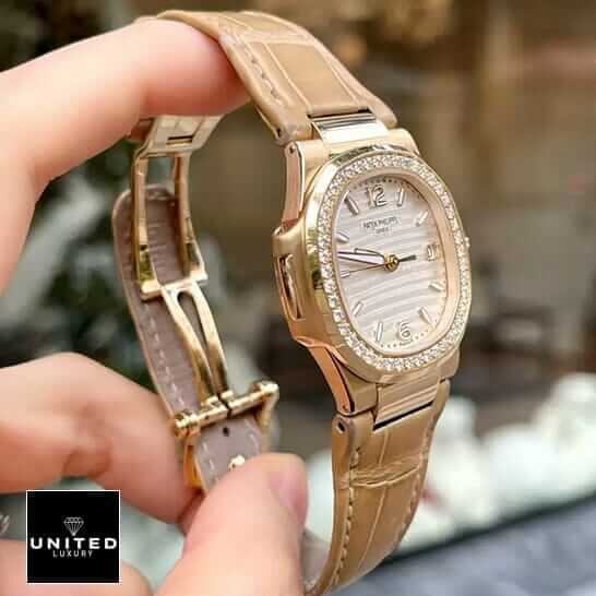 Patek Philippe Nautilus Diamond Bezel  opened clasp