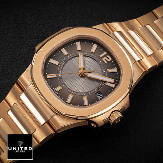 Patek Philippe Black Dial Rose Gold Case  black background
