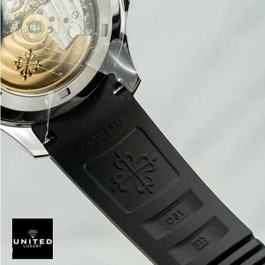 Patek Philippe Black Rubber Bracelet Steel Bezel  white background