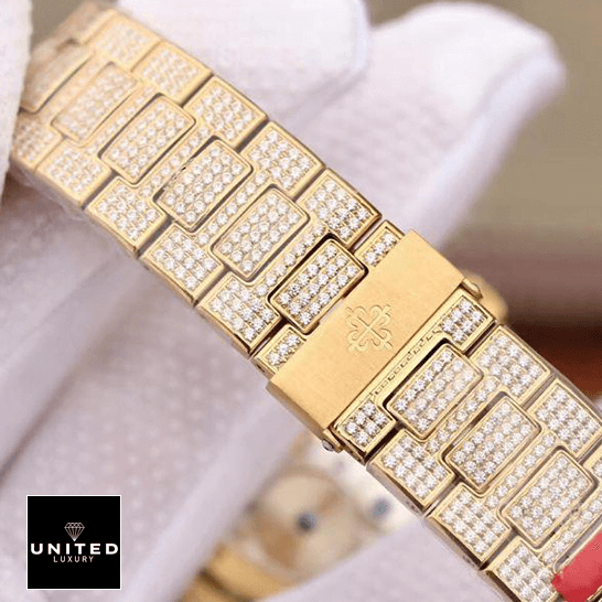 Patek Philippe Diamond Gold Bracelet  on the glove white hand